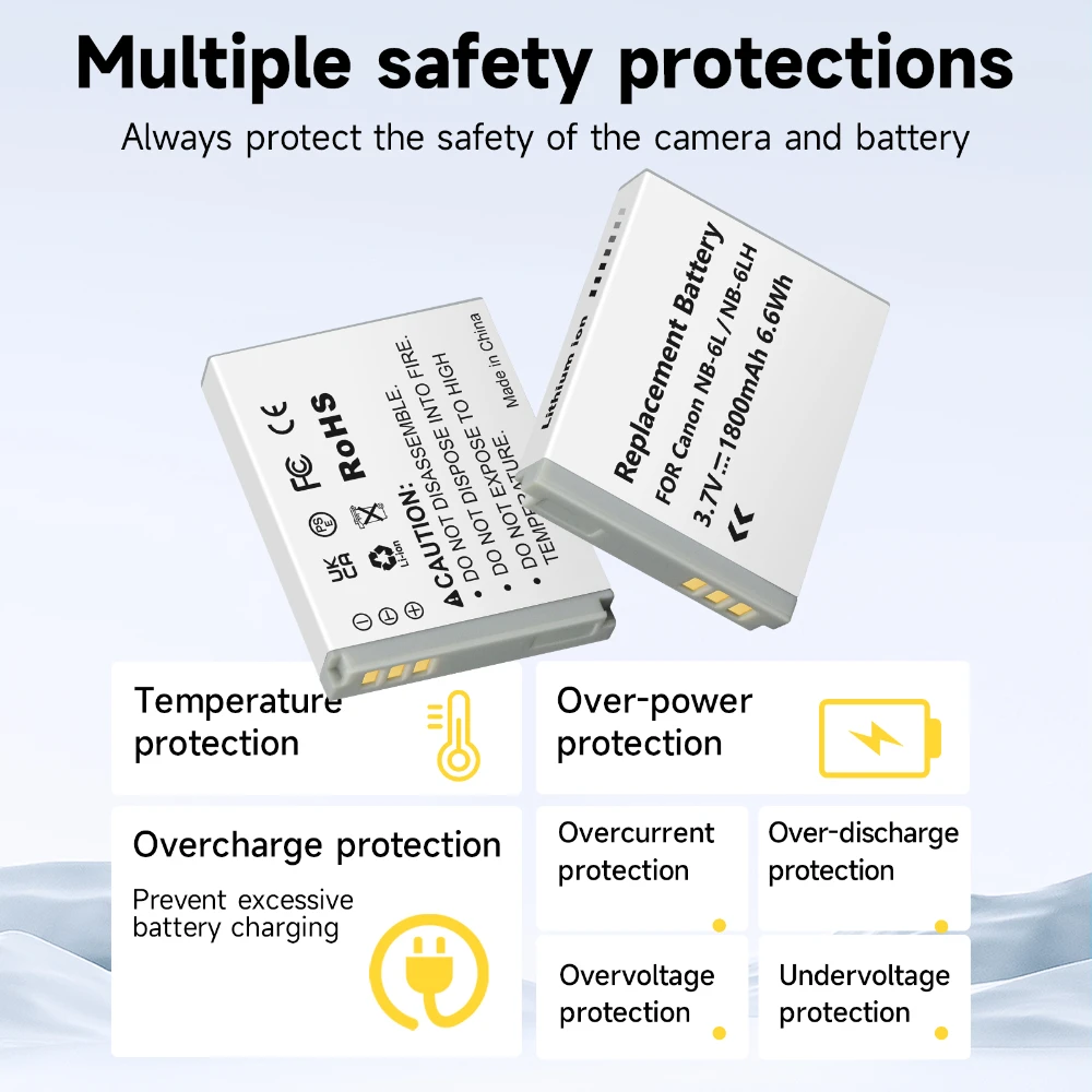1800mAh NB-6L Battery for Canon Powershot SX700 SX710 HS SX610 SX530 NB-6LH NB 6L Camera Batteries IXUS 210 S90 S110 SX170 SX270