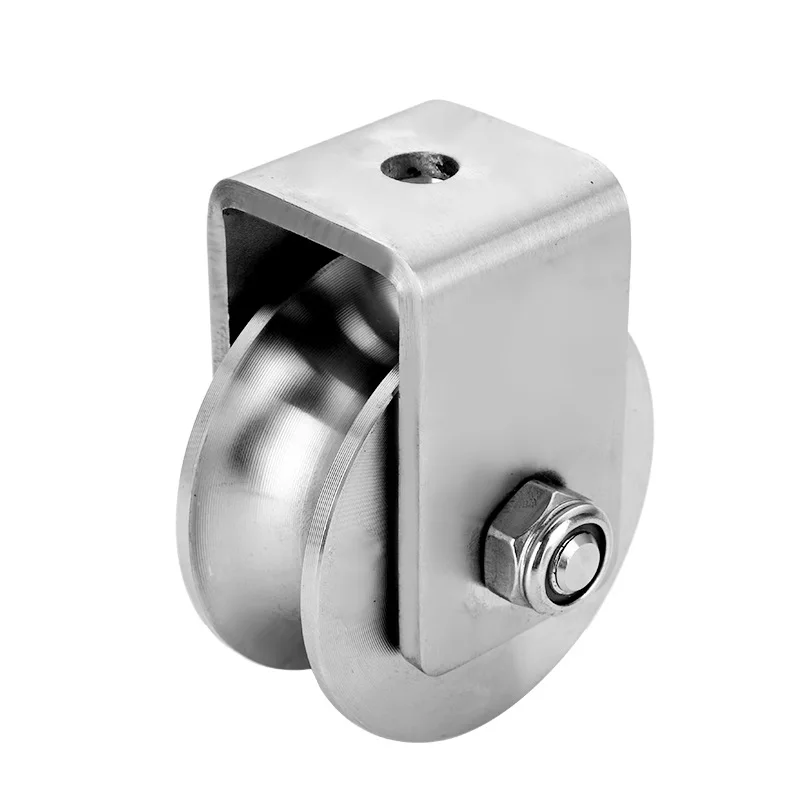 U V H Type Single Wheel Pulley Roller 304 Stainless Steel 360 Degree Rotation Heavy Duty Grooved Wheel V Type Pulley Block - view 4