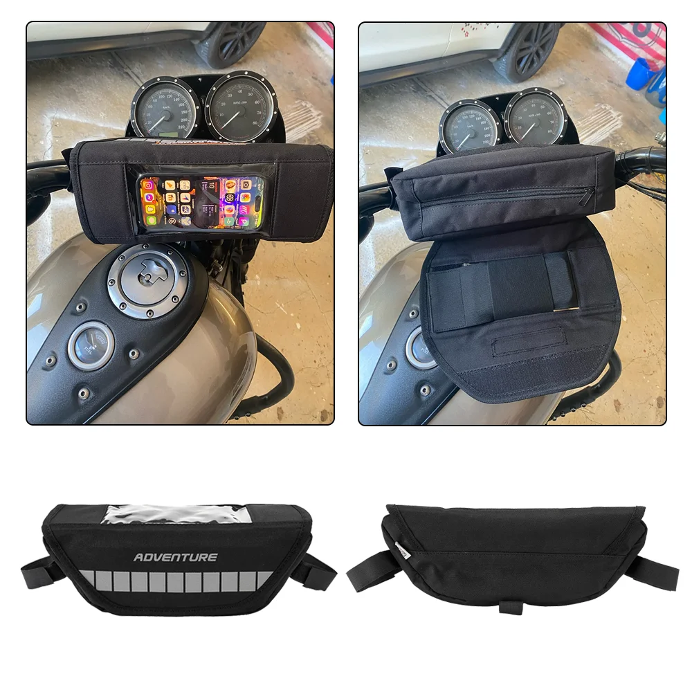 Motorcycle Bag Handlebar Phone Holder For BMW F750 F850 R1200 R1250GS ADV Universal Bag For Suzuki For Kawaski Storage Parts