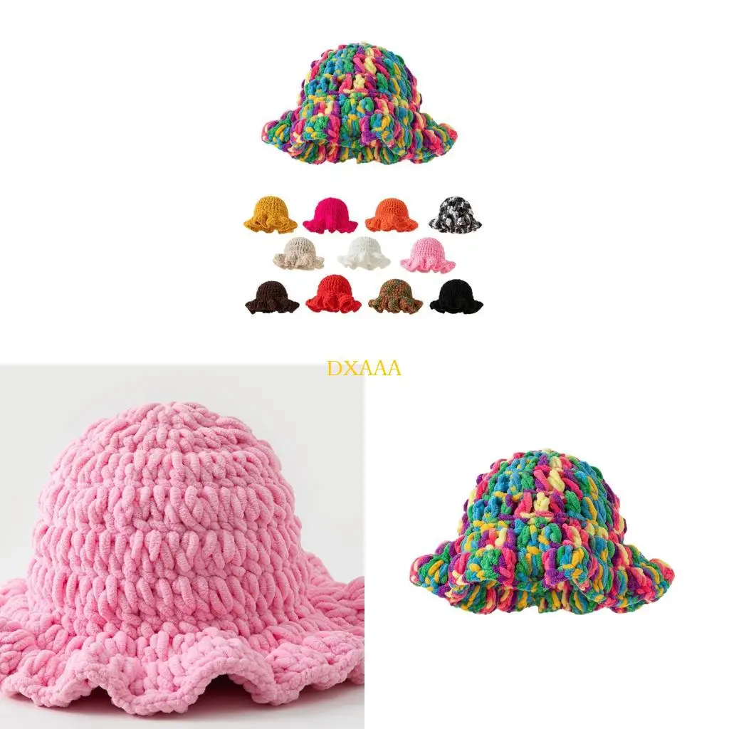 DXAA Soft Acrylic Crochet Fisherman Cap Ruffled Design Unisex Sun