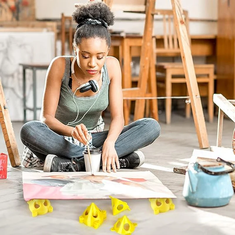 48 pezzi pittore piramide stand mini vernice treppiede antivento barriera a rulli barriera segni per la pulizia della vernice dipinti ad olio durevoli