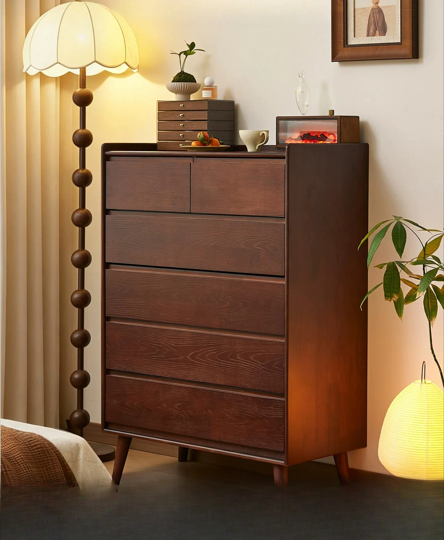 PYJ Solid wood drawers Living room wall locker Bedroom bedside locker