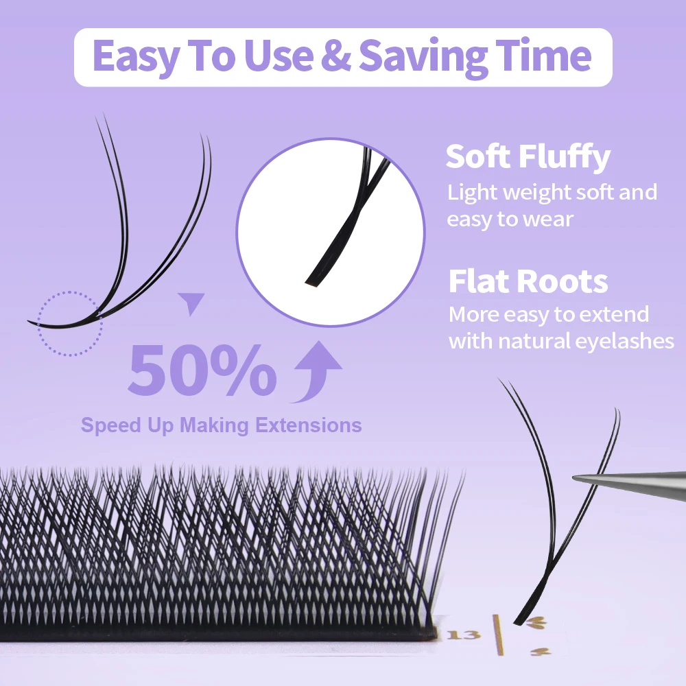 JEMEDO YY Shape Lash Extension C/D/M(LU) Premade Eyelash Extensions YY Faux Mink Lashes Natural Split Tips For Makeup Wholesale