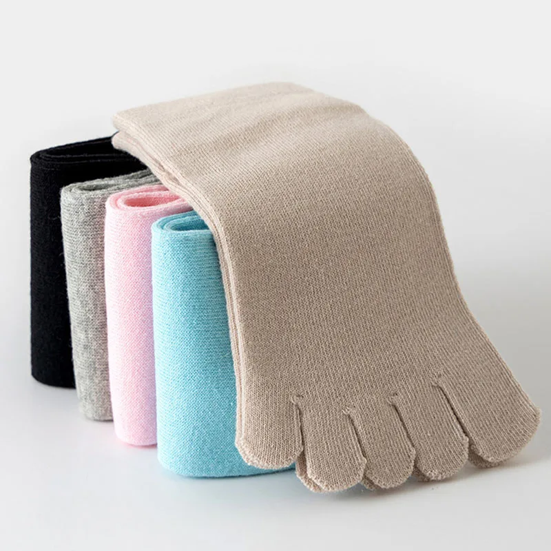 Spring Summer Short Five Finger Socks For Women Solid Color Breathable Cotton Socks Casual Split Toe Socks 5 Toes Ankle Socks
