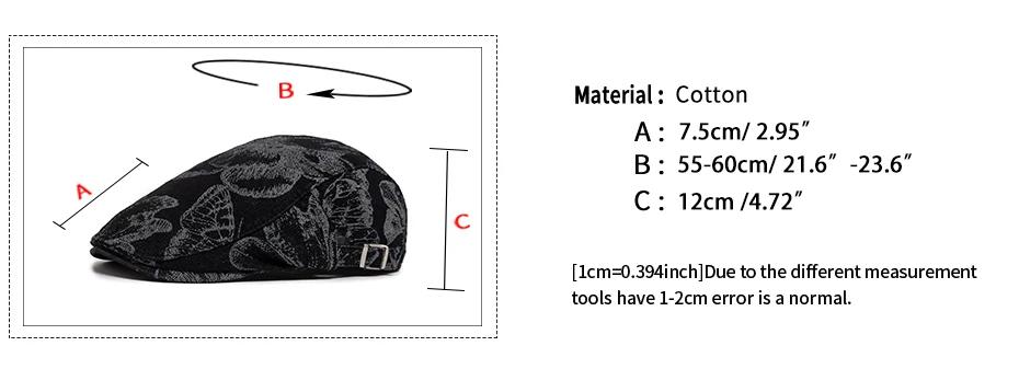 Vintage Denim Drucke Schmetterling Berets Frauen Zeitungsjunge Mütze Sommer Casual Single Layer Caps Herbst Baumwolle Visier Flachen Hut Für Unisex – Detail 3