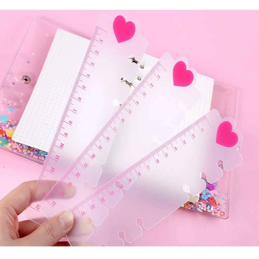 Penggaris Buku Catatan Plastik, Penggaris Pembatas Buku dengan Skala Jelas, Tahan Aus, Tekstur Lembut Bertekstur Embun, Penggaris Pengukur untuk Pelajar