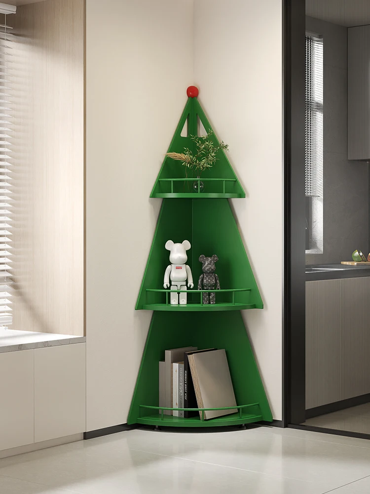 Creative Christmas tree display rack, simple decoration, storage rack, partition board, wall corner triangular floor storage boo