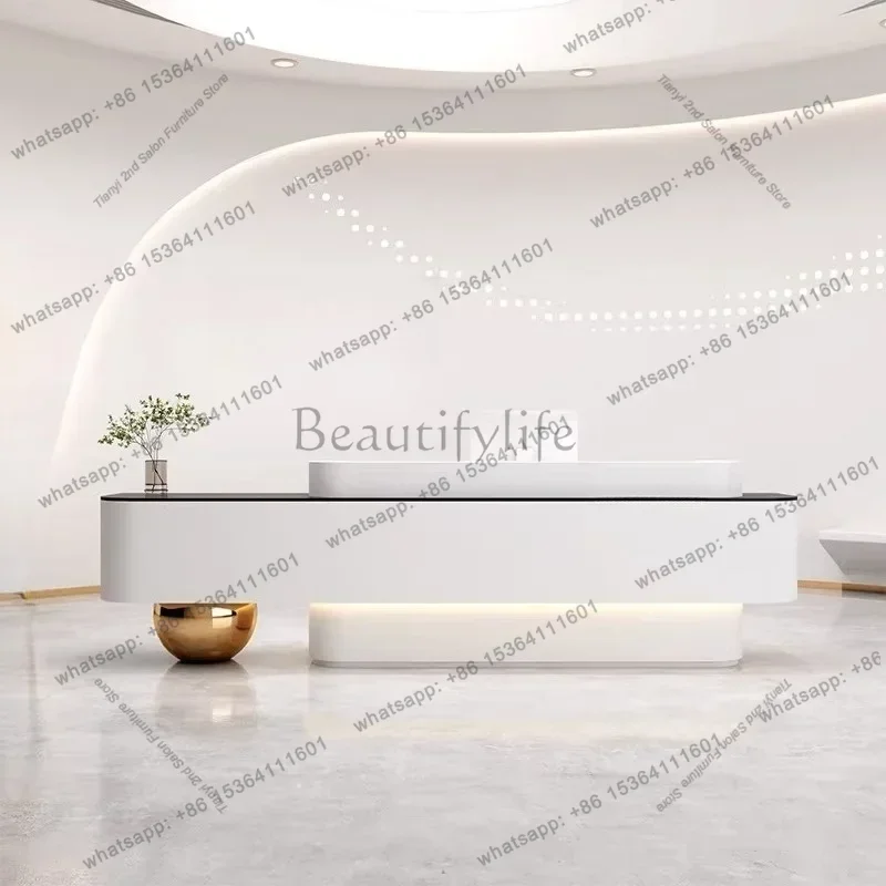 LSModern Imitation Marble Pattern Front Desk Creative Company Hotel Lobby Reception Desk Office Furniture comptoir reception FYR