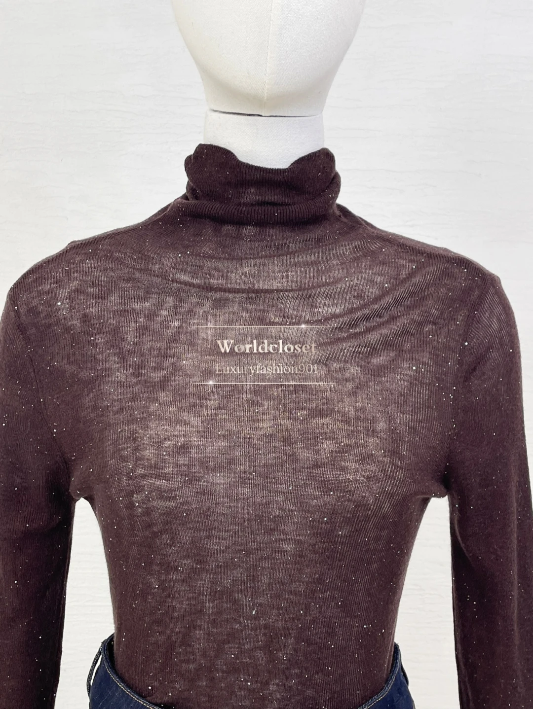 Brown Long Sleeve Yarn Fur Collar Knit Slim Pullover Long Sleeve Blouse Tops