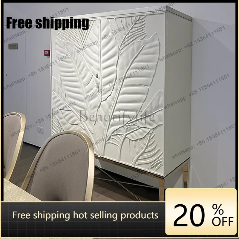 JJ American light luxury tropical rainforest solid wood wine cabinet French foyer decorative porch side locker