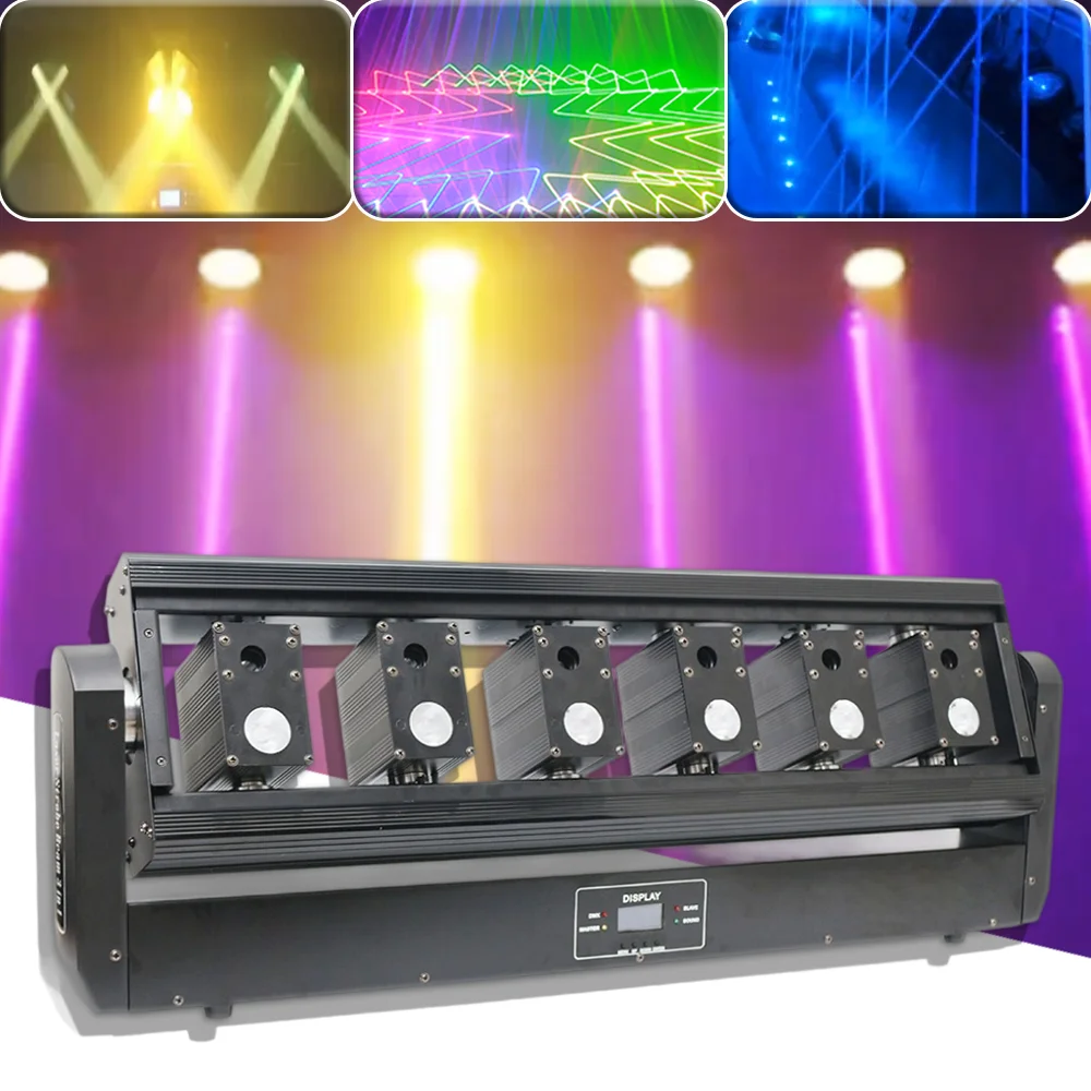 

12X500mW 6-Eye Double-Sided Effect Laser Light With 12X5W LED RGB Strong Beam Y-axis Wireless Rotation DMX512 DJ Disco Party Bar