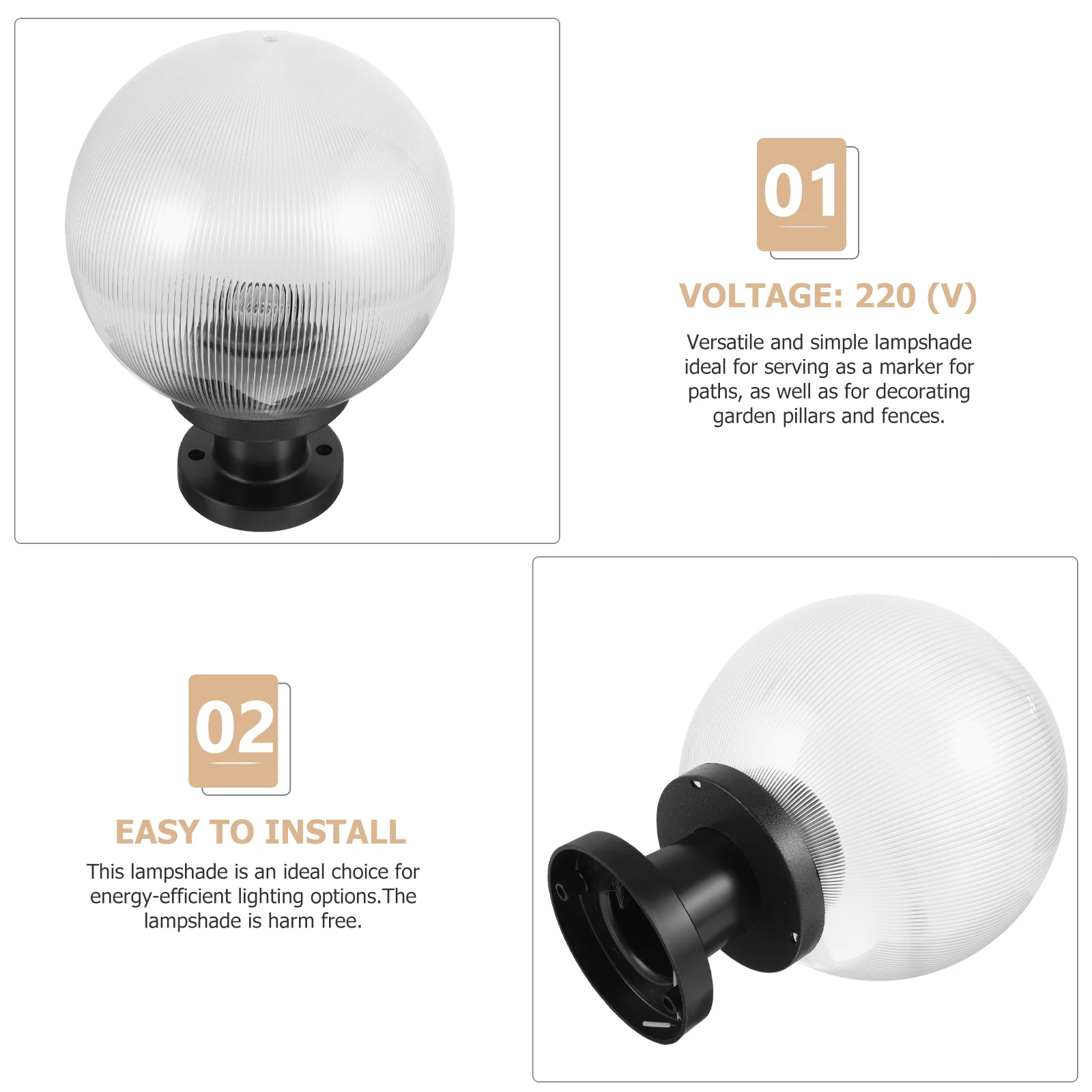 

Outdoor Round Lampshade Acrylic Globe Light Cover Light Cover For Post Lamp Replacement Post Shade Porch Wall Street Patio