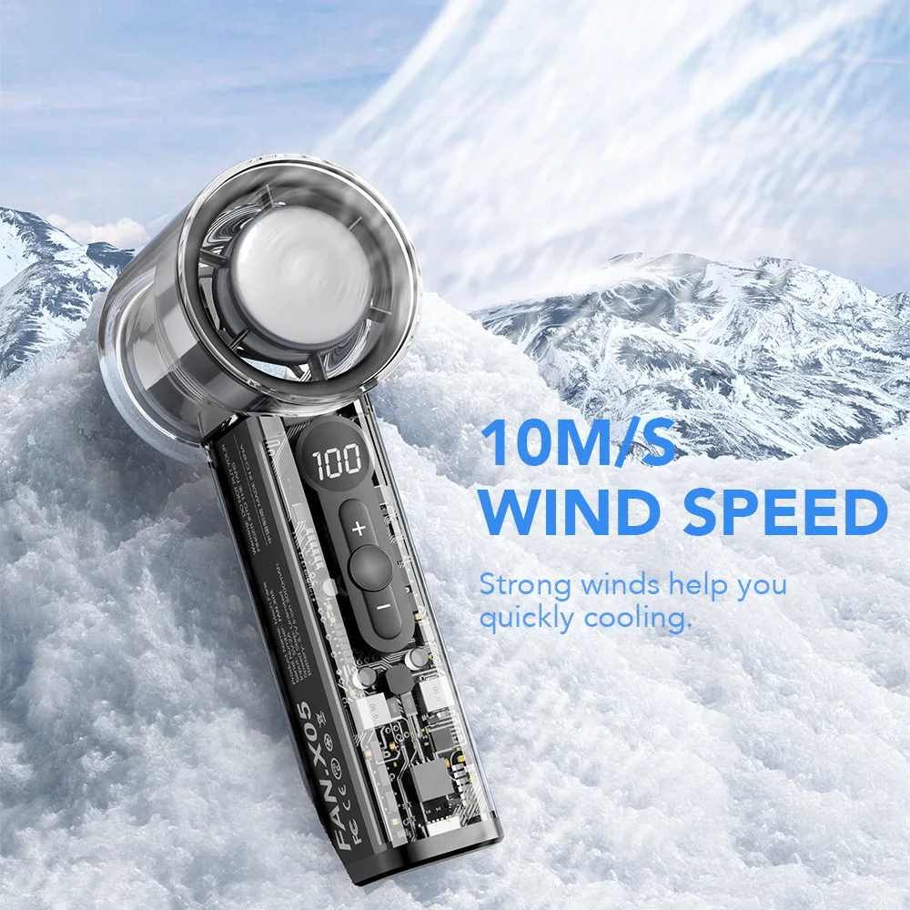 

3000mAh Portable Fan 100 Gears USB Mini Portable Rechargeable High-Speed Turbine Small Fan Desktop Student Electric Fan
