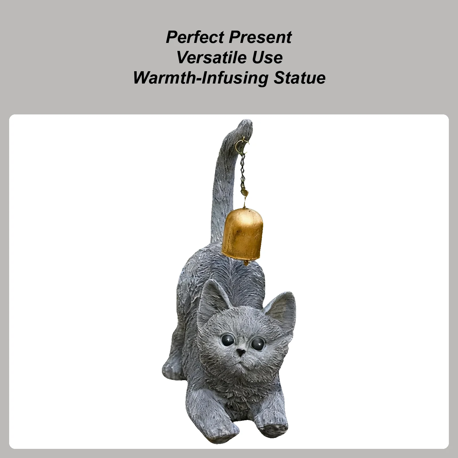 

Растягивающаяся фигурка кошки, фигурка кошки из смолы с колокольчиком на хвосте, садовая скульптура животного для двора, прихожей, стола, гостиной, балкона