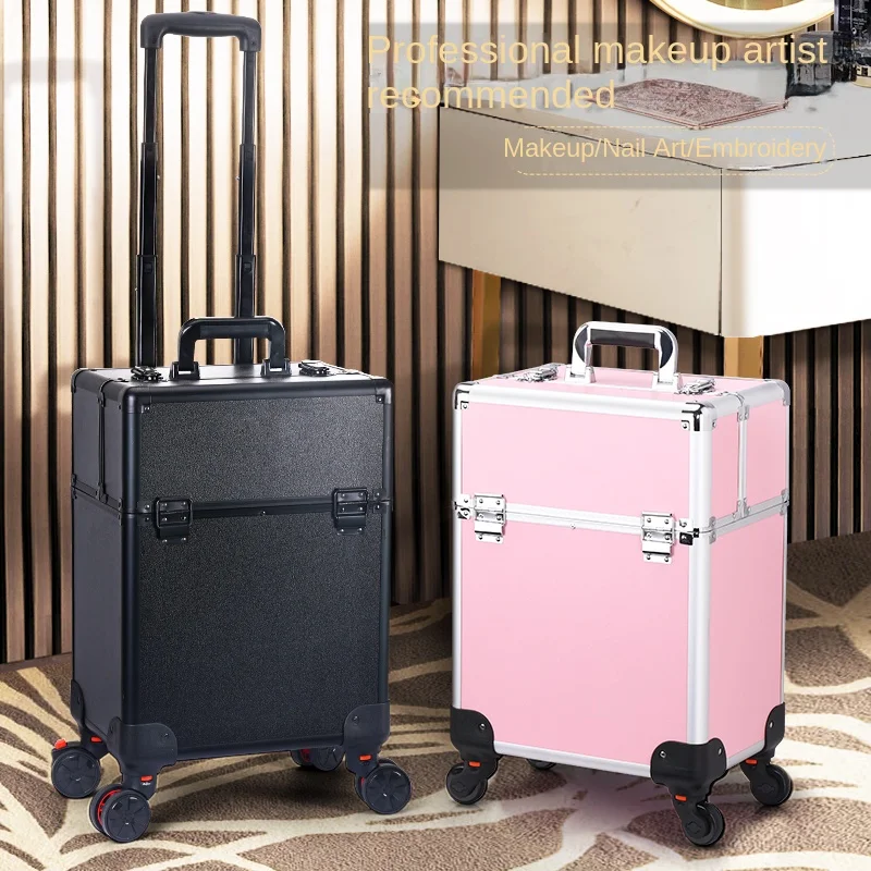 Large-capacity Professional Make-up Case Trolley Luggage Make-up Artist's Manicure and Permanent Make-up Kit Storage Toolbox