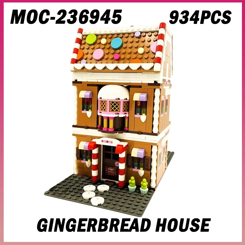 

934 шт. MOC-236945 пряничный домик Рождественская серия город вид на улицу модель строительные блоки кирпичные игрушки детские подарки на день рождения