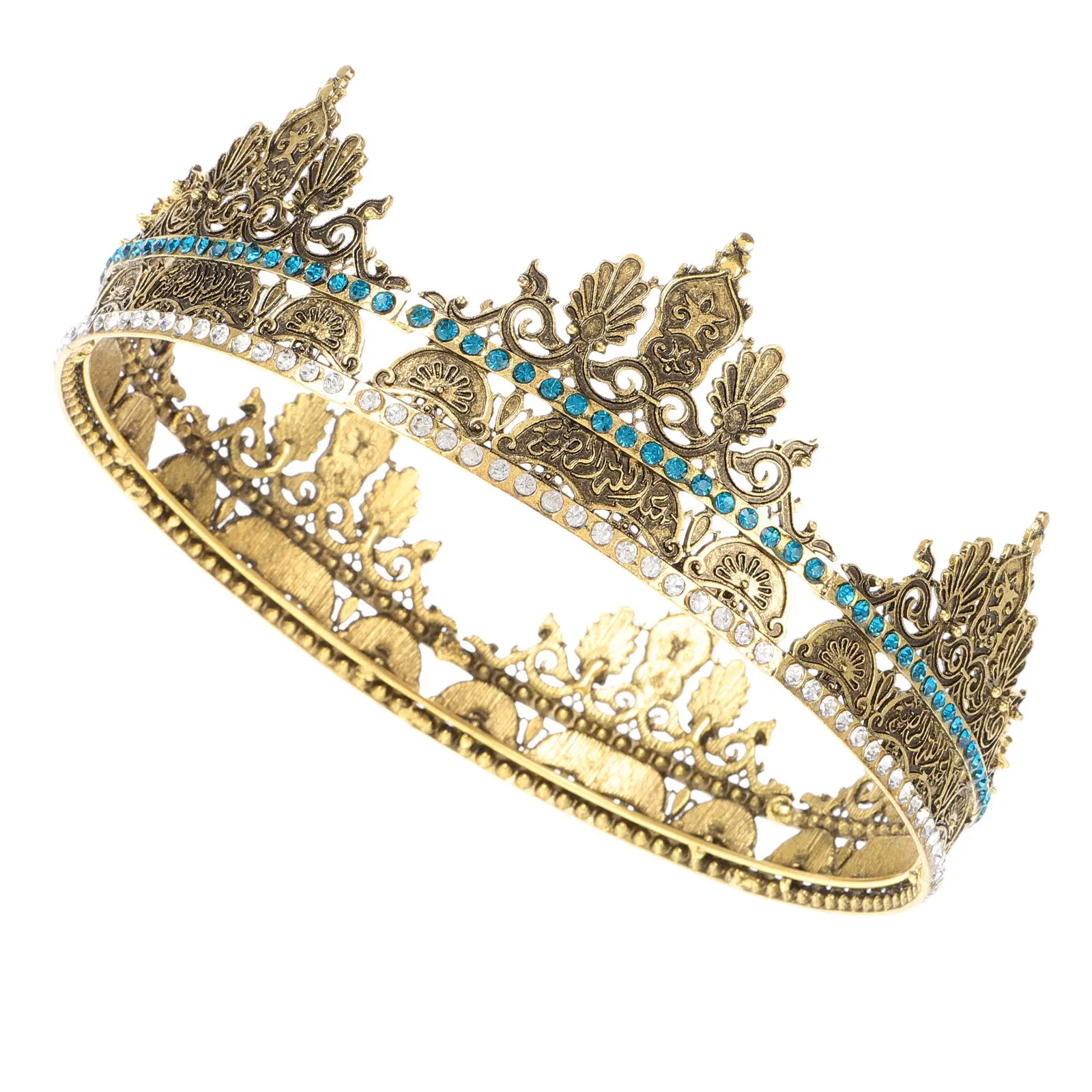 レトロ男性クラウンヴィンテージキングヘッドドレス結婚式パーティープロムコスプレ衣装アクセサリーゴールデン男性帽子