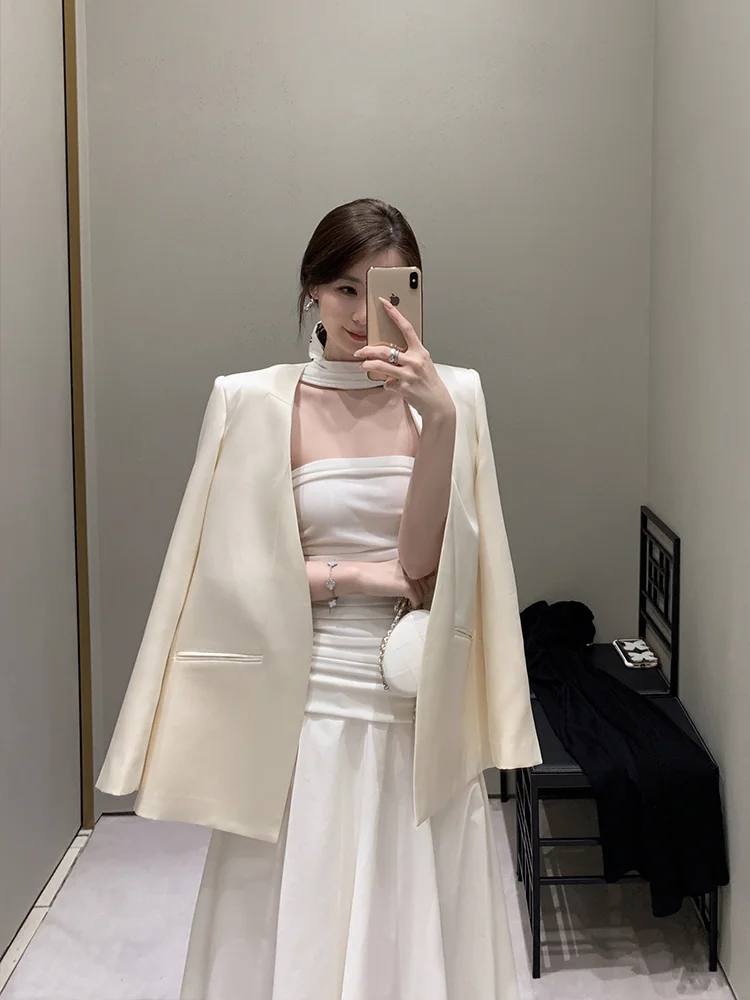 

Tongse Дышащий l Вискоза Атлас Повседневный женский костюм Nel для поездок на работу Sle Long Sve V-Ne Полная подкладка из полиэстера с внутренней подкладкой...