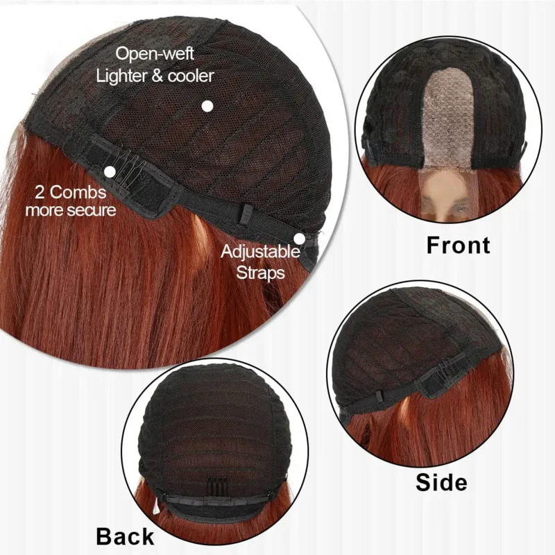 شعر مستعار غريب مستقيم للنساء السمراوات ، شعر ياكي صناعي ، ألياف مقاومة للحرارة ، شعر مستعار أفريقي بني طبيعي ، استخدام يومي ، 28 بوصة ، 30 بوصة