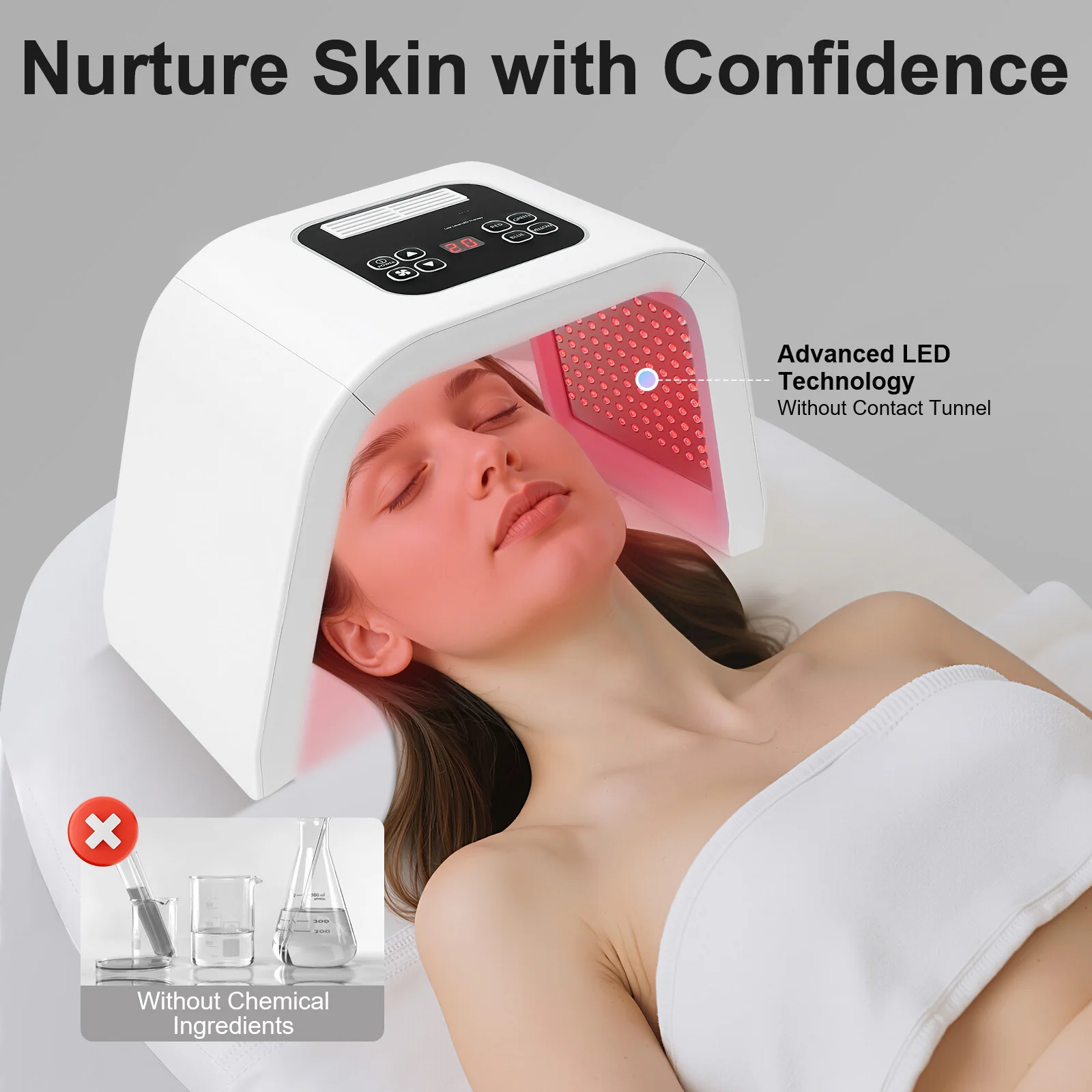 Masque facial LED 7 couleurs 240V pour luminothérapie, équipement de beauté spa à 7 couleurs pour photothérapie, équipement de salon de beauté pour le visage, anti-rides