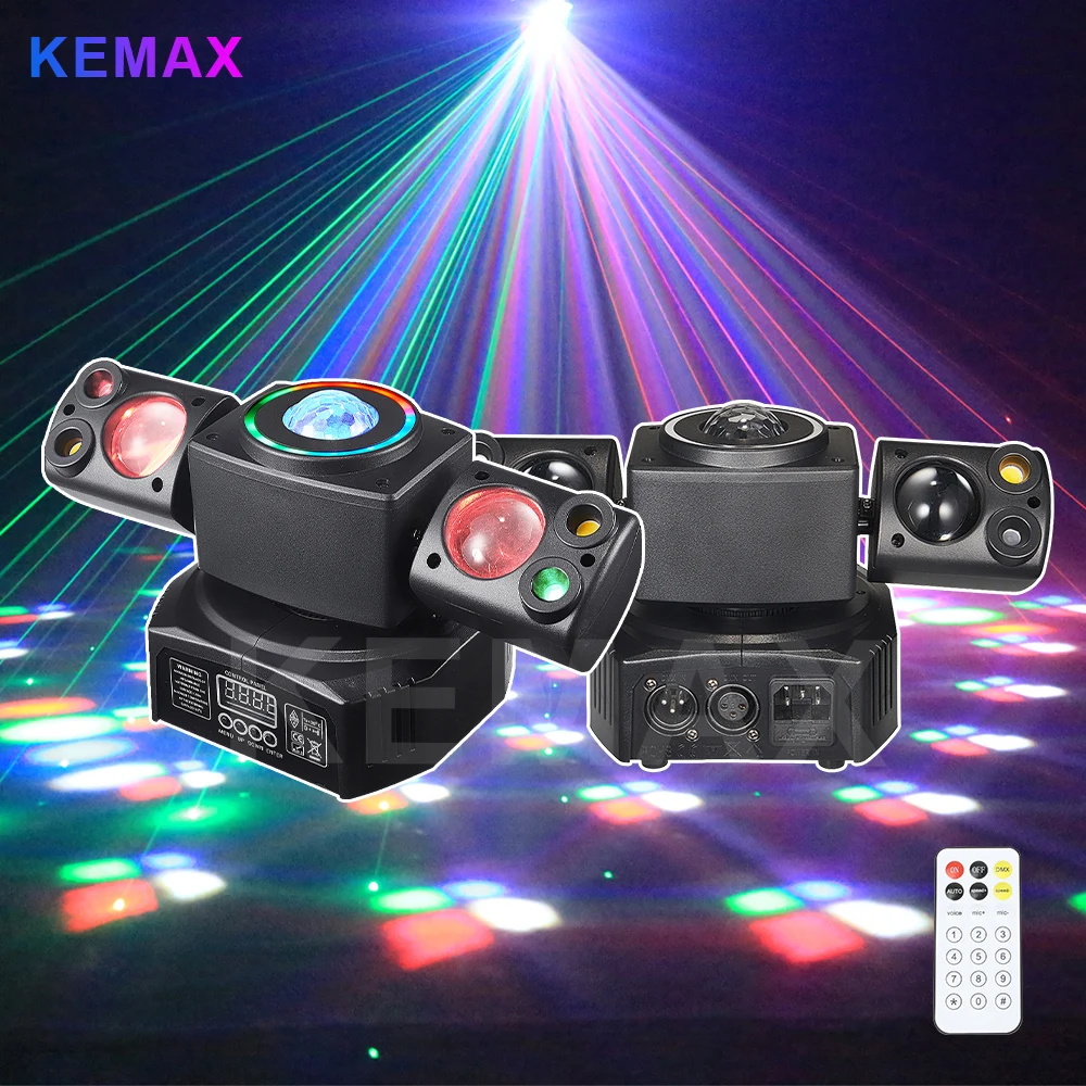 60W Mini Beam 2-Arm Disco Party Light Mobile Head Remote Control RGBW Stage Effect DMX512 DJ Moving Head For Events Club Xmas