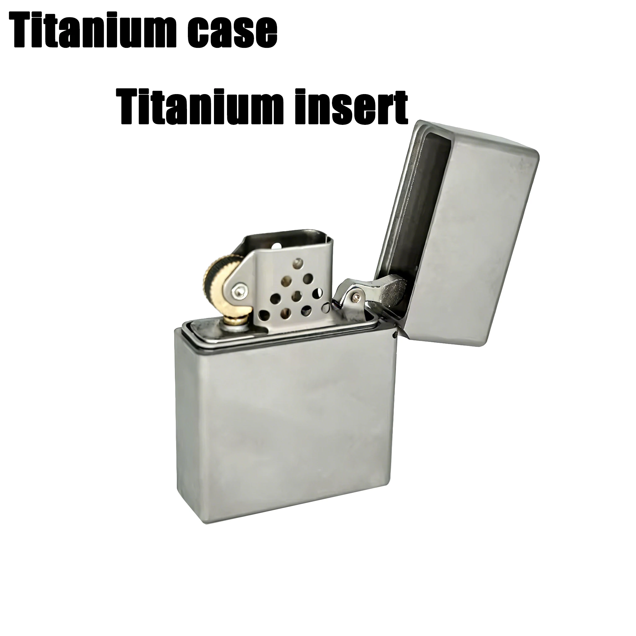 Full Titanium Shell Lighter with ZORRO Titanium Insert Trench Petrol Wicks Lighter Cigarette Briquet 912s Outdoor EDC