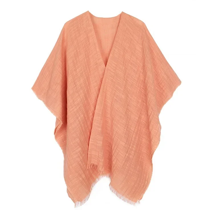 Poncho Cloak Japanese Cotton Plain Color Thin Modal Women's Summer Air-conditioned Room Travel Sun Protection Split Cape Black
