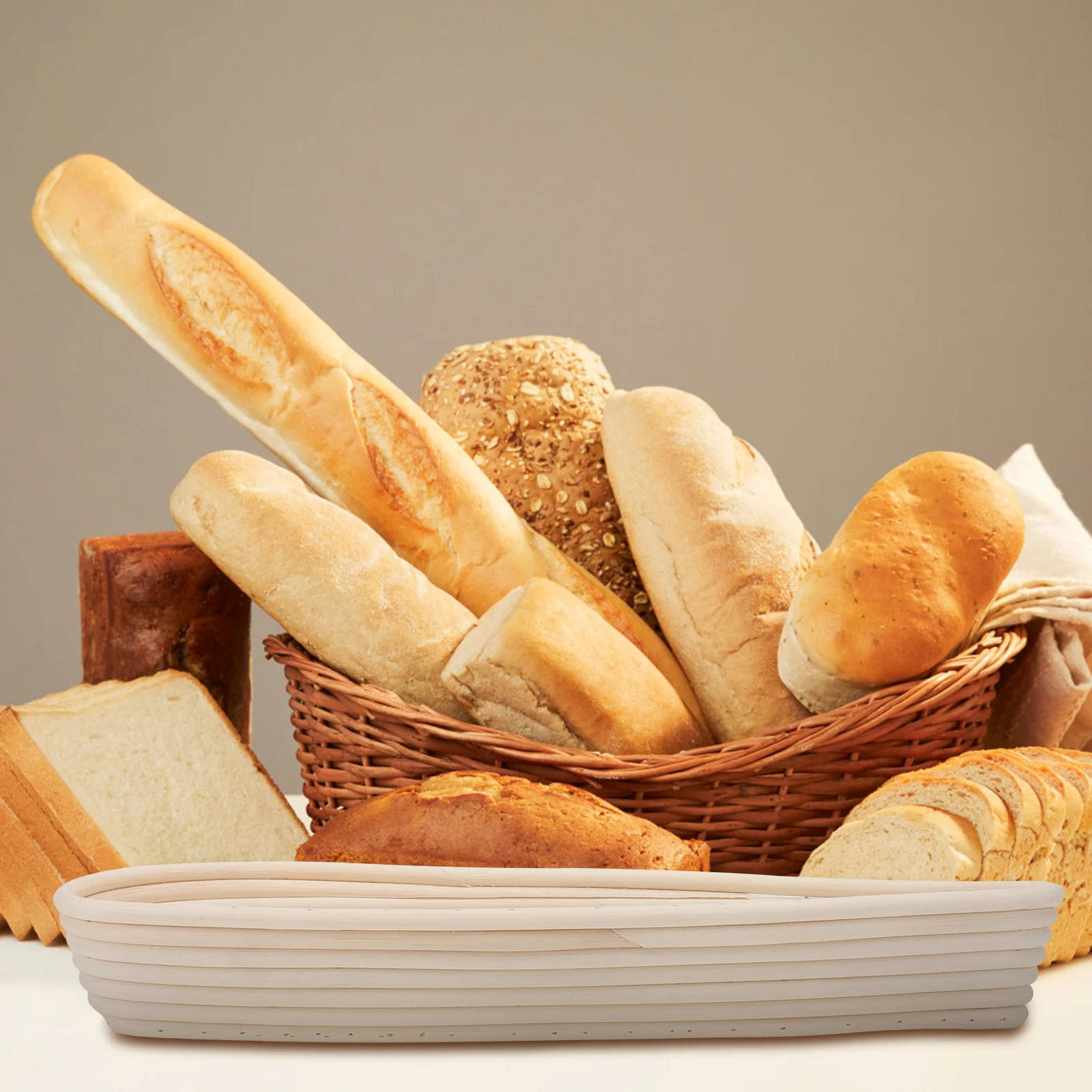 

1pc Bread Mold Natural Rattan Woven Dough Proofing Basket For Baking Long Fermentation Reusable Baking Basket Kitchen Tool
