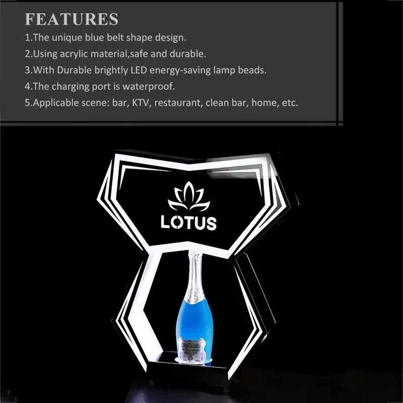Hot Selling Luminous Champagne XO Glorifiers Creative Desktop Display Stand LED Wine Bottle Rack Bar Nightclub Supplies
