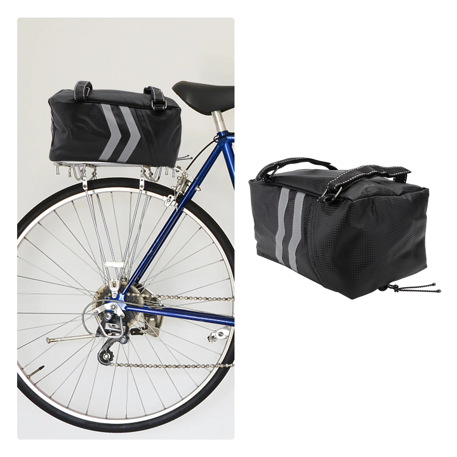 9L Bike Backseat Bag Waterproof Large Capacity Storage Organizer for Outdoor Travel Use with Reflective Straps and Double