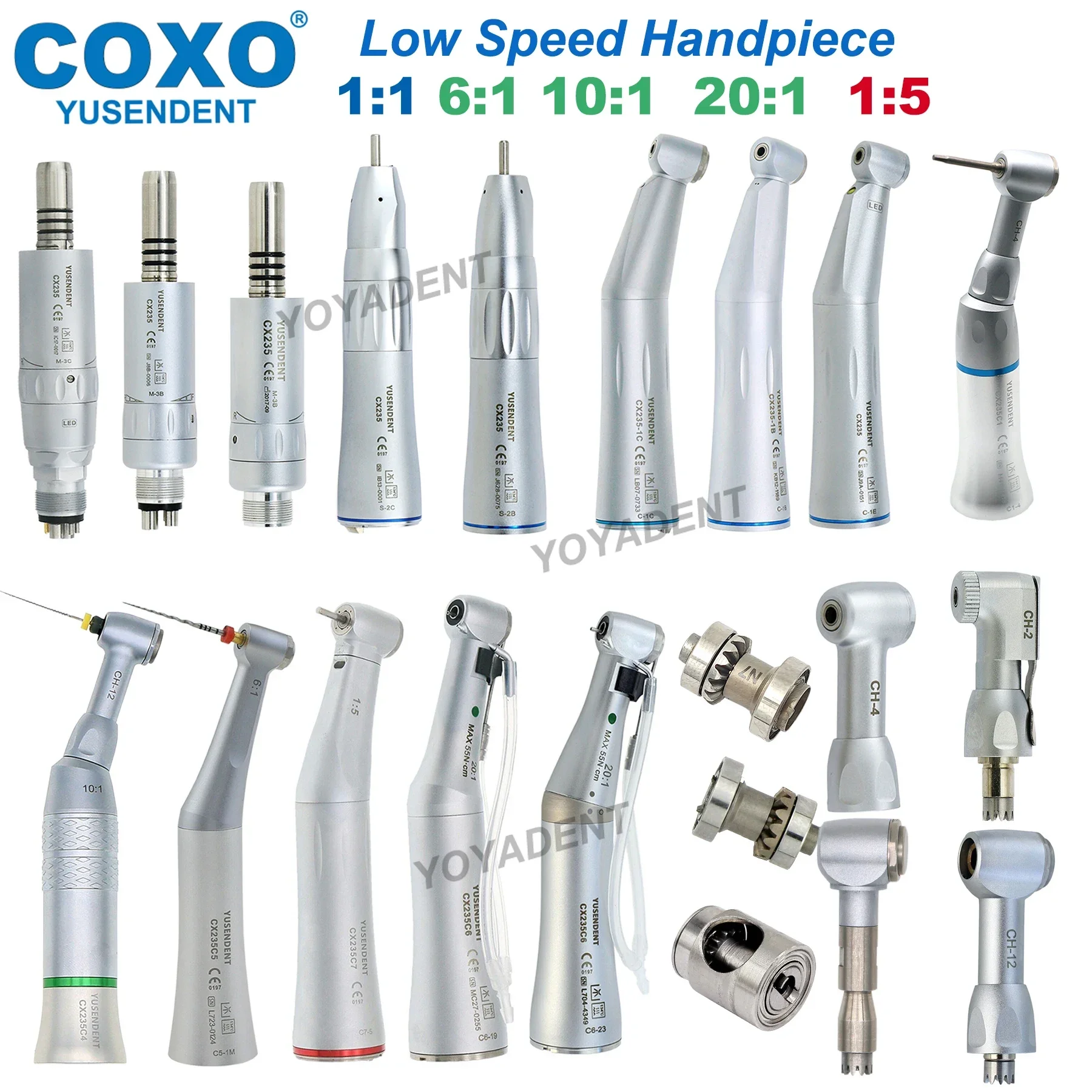 COXO Handpiece Dental Turbine Fiber Optic High Speed Handpiece LED Low Speed Handpiece Fit KAVO NSK Sirona WH Dentists Tools