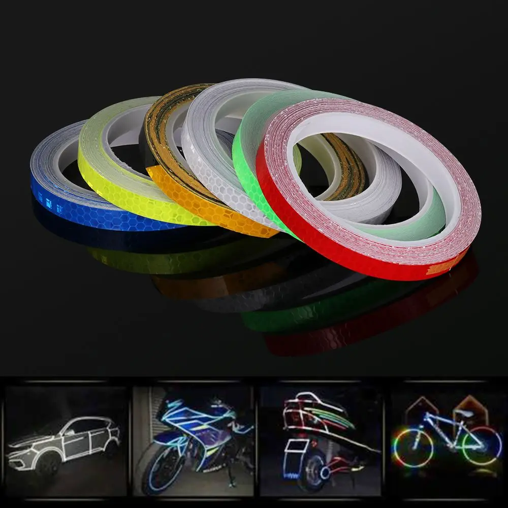 1Pcs Warning Effect Waterproof Safe Car Stickers Colorful Motorcycle Reflective Decals Tire Applique Bike Rim Decoration