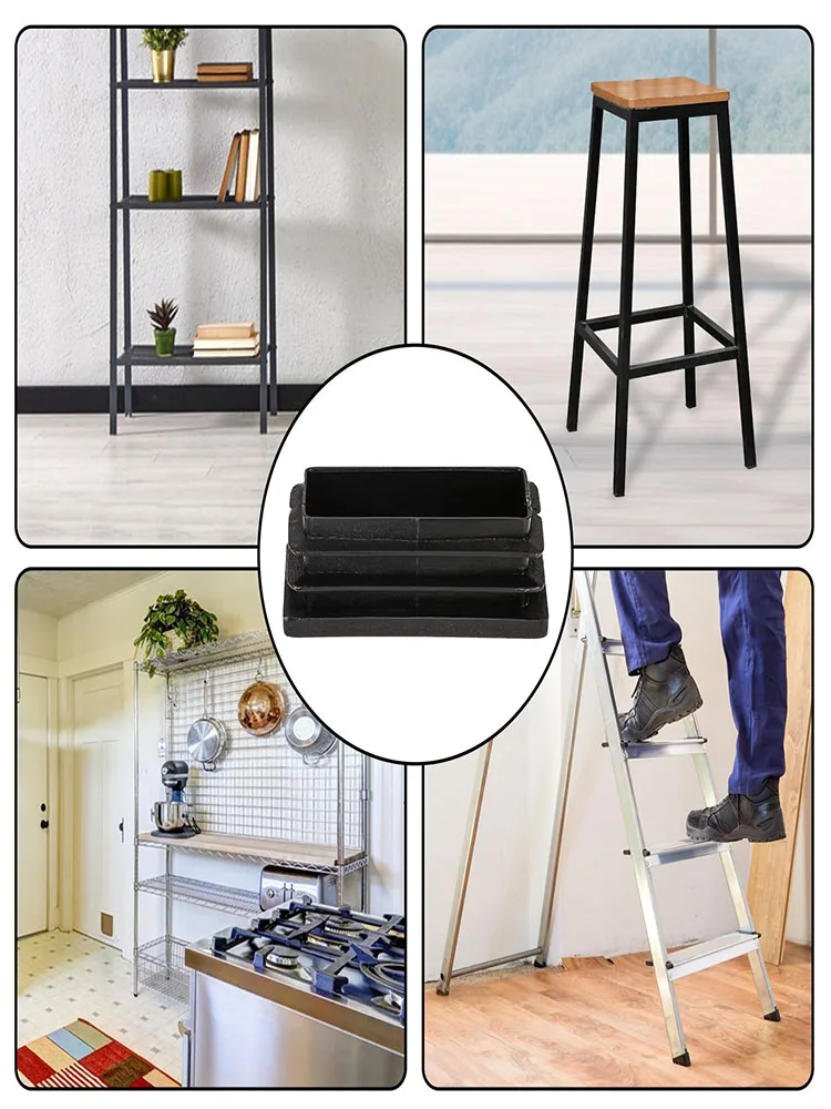 1-40Pcs Black Plastic Blanking End Caps Rectangular Pipe Tube Cap Insert Plugs Bung Furniture Tables Chairs Foot Pads Protectors