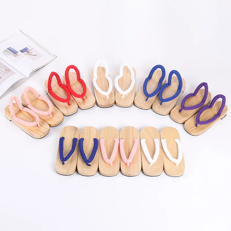 Ninja Cosplay Shoes Natural Wooden Clogs Non-slip Oriental Sandals Geta Samurai Flip Flops Slippers Kimono Props