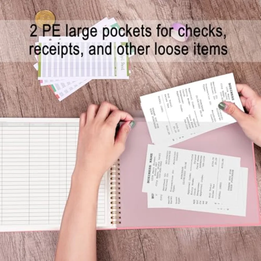 Accounting Ledger Book for Small Business Bookkeeping Home Budget Tracking with 2 Storage Pouch, Accounting Log Journal Persona view 5