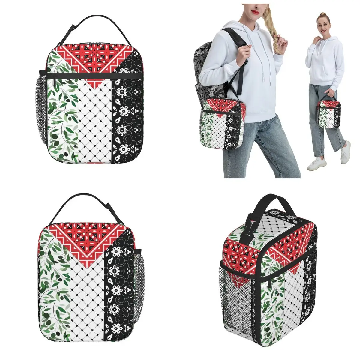 Palestine Flag Thermal Insulated Lunch Bags for Office Portable Food Container Bags Cooler Thermal Food Box