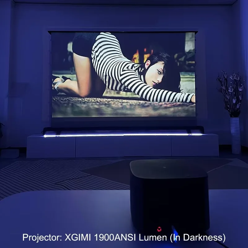 Écran de projection motorisé électrique autoportant sur le sol, prêt sur 3D actif 4K 16:9, matériau blanc UHD Cinema