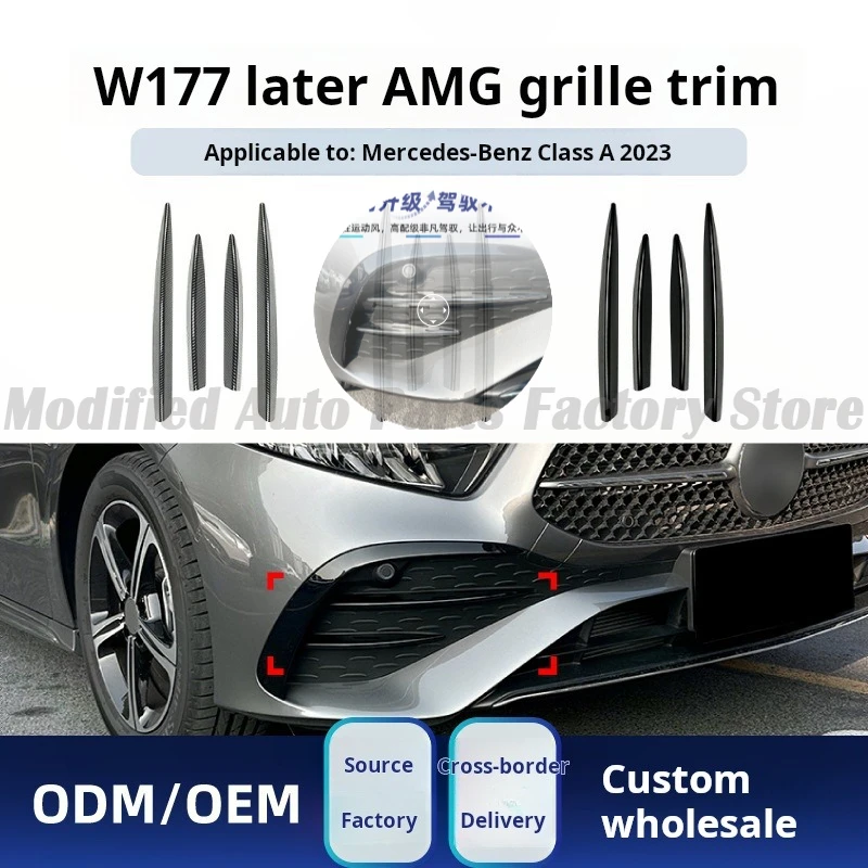 

High Quality Suitable for Mercedes-Benz A-Class W177 A200 A35 2023 + Amg Front Air Knife Grille Trim Car Sticker Modification