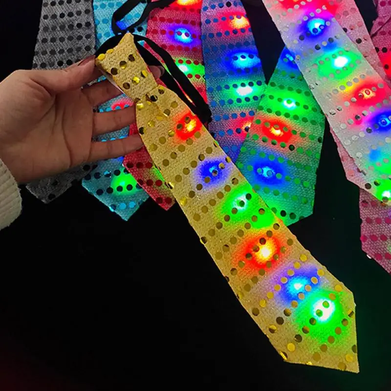 Mens Boys Bowtie LED Flashing Light Up Sequin Necktie Club Bar Christmas Party Women Bow Tie Wedding Ties Holiday Gift Color