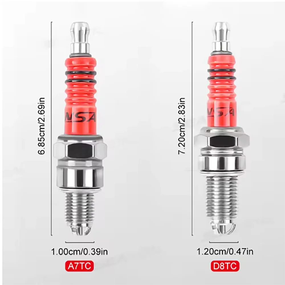 1/2/5/10Pcs Motorcycle Racing Spark Plug 3 Triple Electrode A7TC D8TC For GY6 CG 50 70 110 125 150CC Motorcycle Scooter Ignition