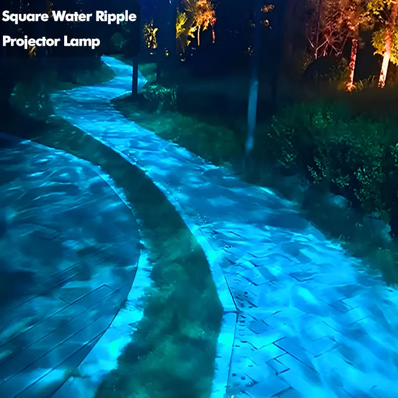 Square Waterproof Projection Lamp Dynamic Water Wave Logo Indoor Outdoor Atmosphere Light for Ground Corridor