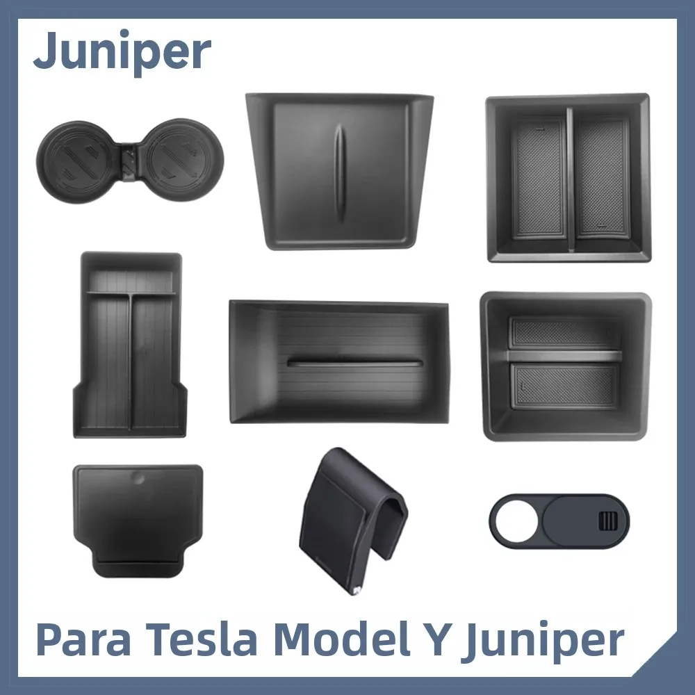 Para tesla modelo y juniper acessórios caixa de armazenamento console central caixa de armazenamento suporte de copo para tesla modelo y juniper 2025 2026