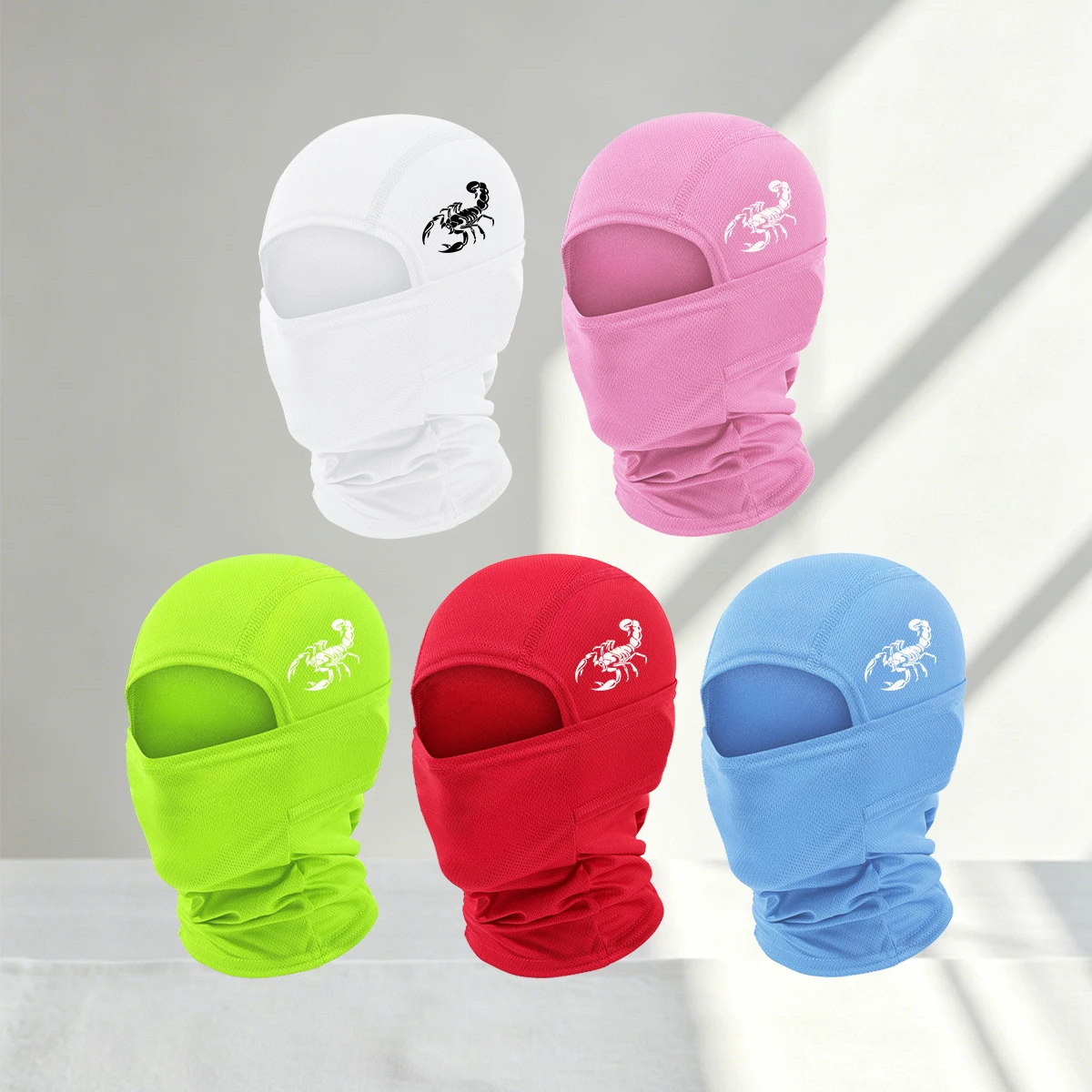 1/2/3/4/5PC Scorpion Print Balaclava Face Mask, Breathable Mesh Motorcycle and Bicycle Helmet Lining, Outdoor Sports