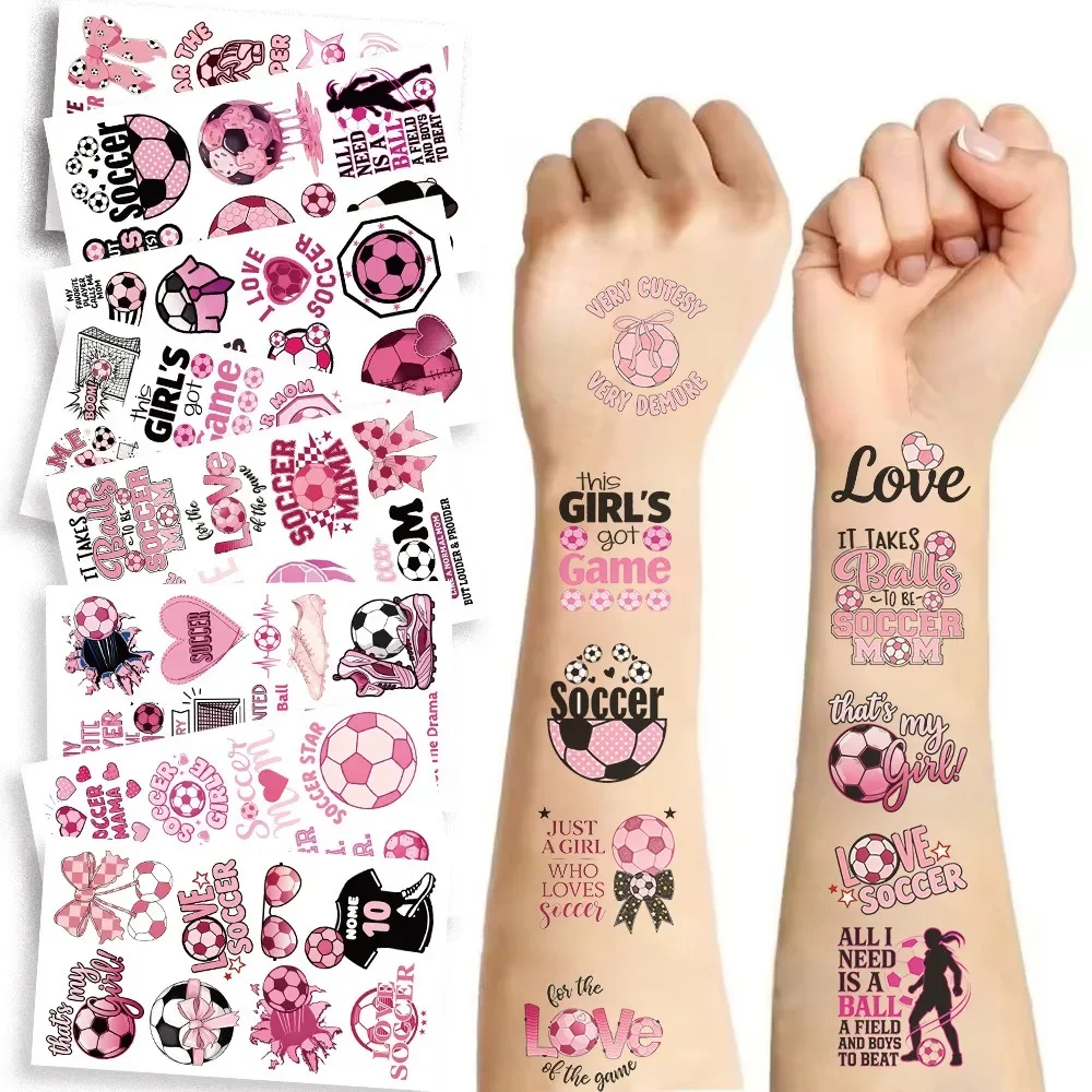 10Pcs cartoon pink football tattoo sticker party decoration arm  water transfer tattoo sticker