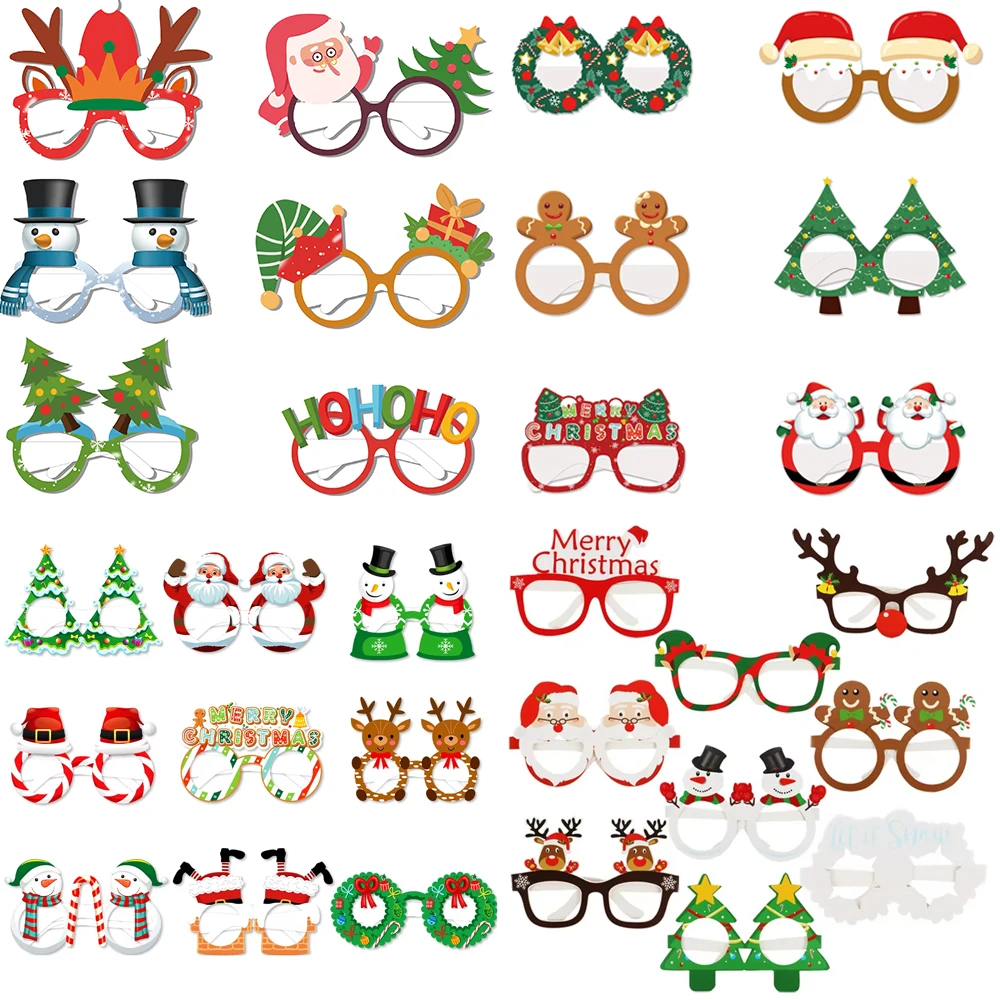 Christmas Party Glasses Photo Props Festive Holiday Eyewear Santa Snowflake Reindeer Design Christmas Celebration Accessories