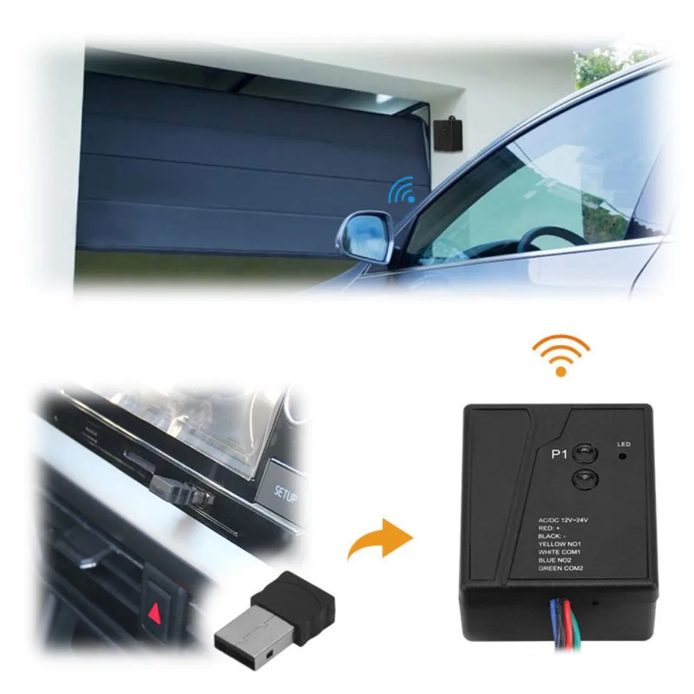 AC/DC 12-24V Remote Control Gate Receiver Car Wireless Transmitter USB Sensor 2.4G Bluetooth Universal 2Channels Door Receiver