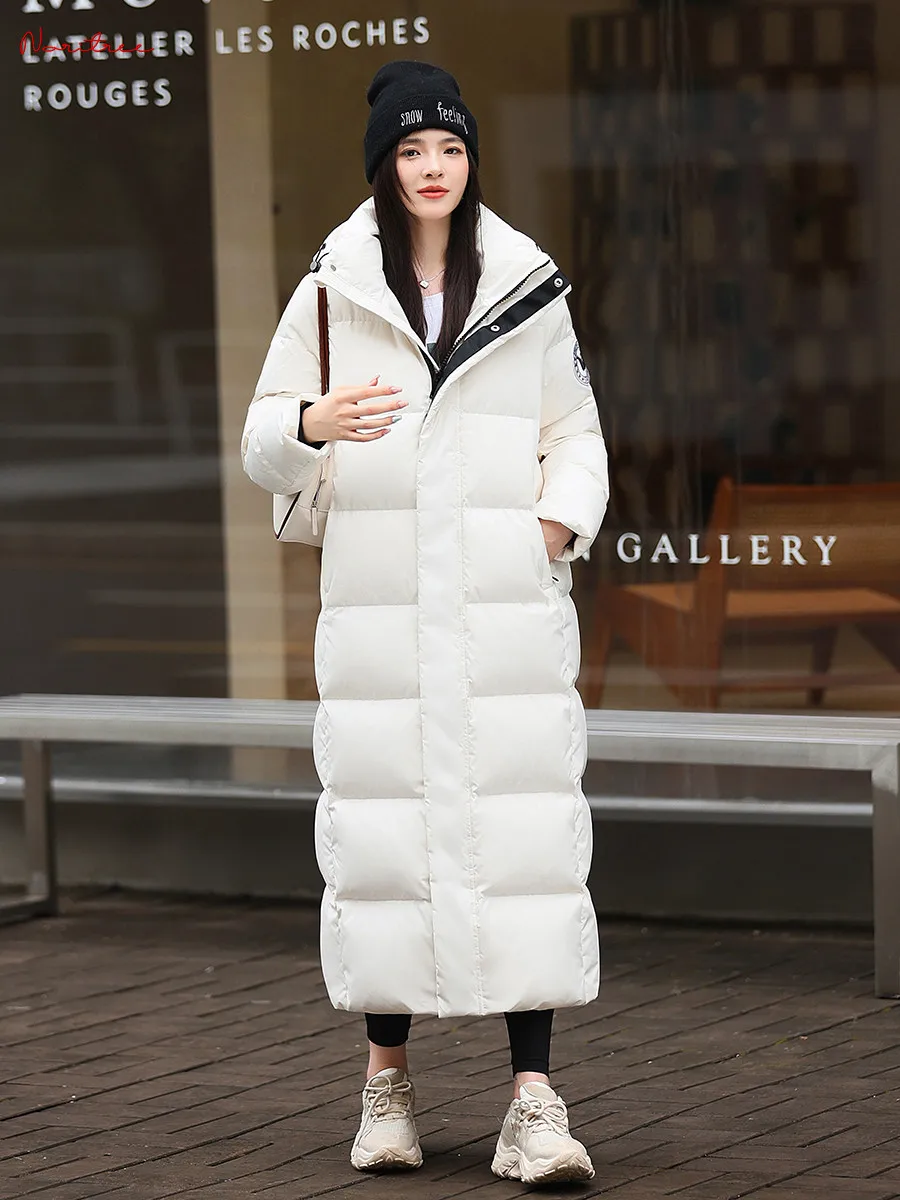 

Great Quality Longer Hooded Down Coats Winter Women's 90% down Thicker warm down coats female warm jacket Fluffy Parkas wy2098