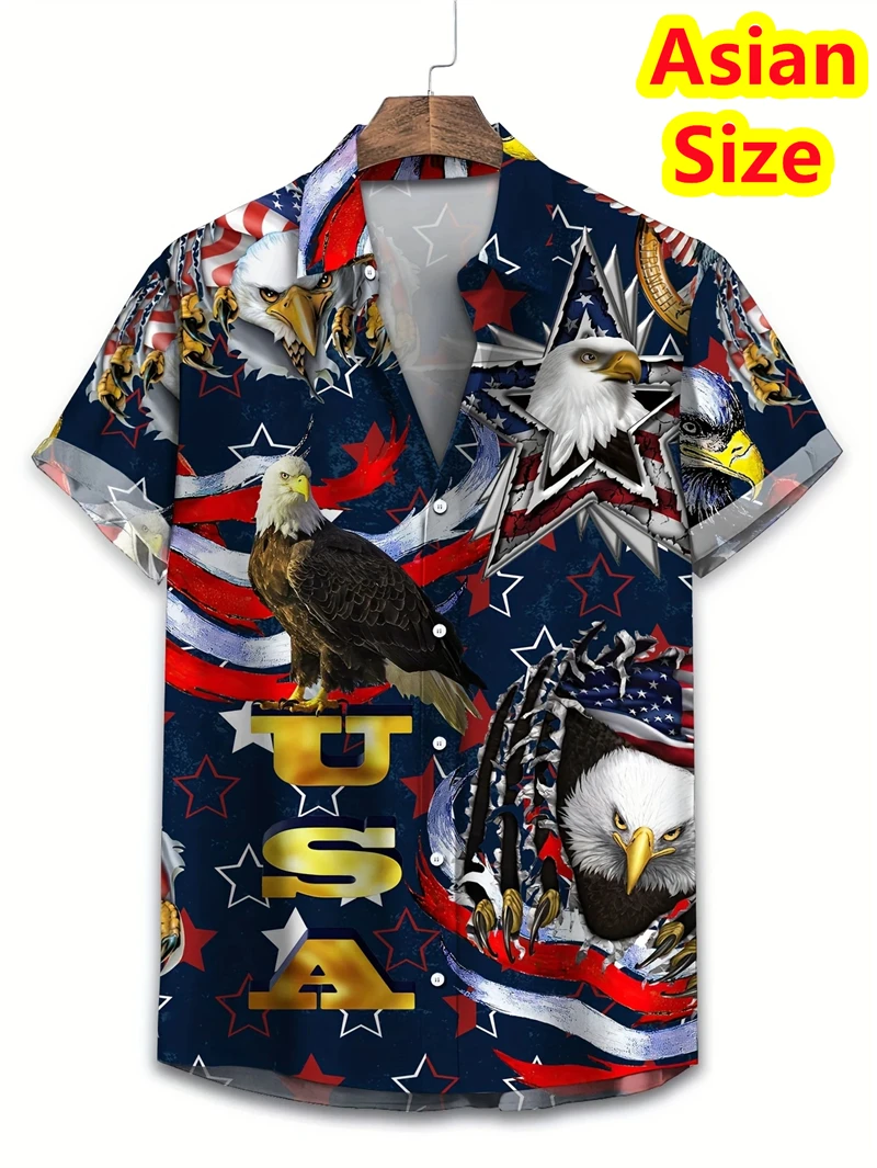 

Мужские рубашки с графическим флагом Новой Америки, одежда с 3D принтом, гавайское пляжное платье, рубашка, мужские топы с короткими рукавами Y2k, винтажная блузка с лацканами