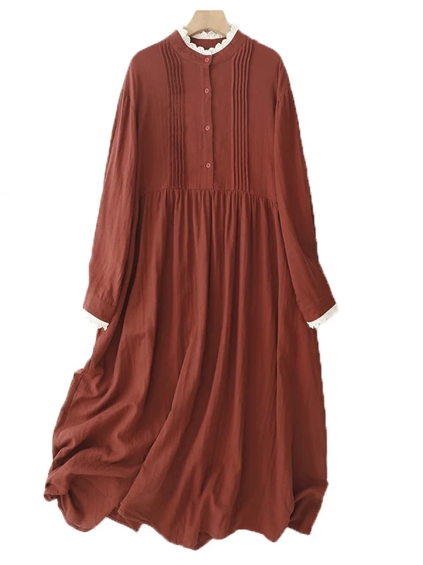 Confortável renda de algodão longo sve dr casual sle outono inverno feminino plus size dr versátil camada base dr