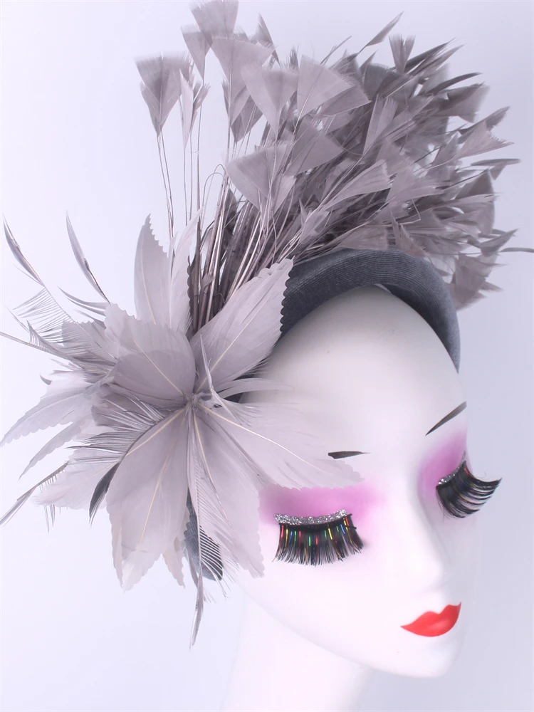 Royal Ascot Hat Fascinator Tea party Floral Wedding Millinery Feather Headbands Elegant Gril Church Kentucky Derby Chapeau Cap